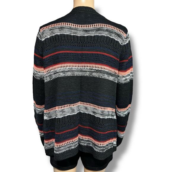 Pink Rose Womens Knit Cardigan Sweater Open Drape Front Striped Lightweight Med - Picture 4 of 9